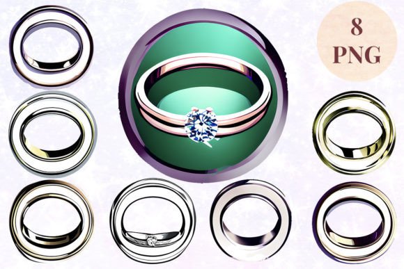 Elegant Wedding Ring 35 Clipart PNG for Design Projects