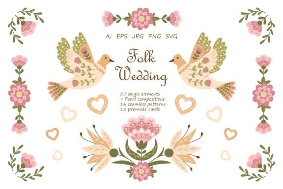 Folk Wedding: Hand-Drawn Florals for Authentic Design