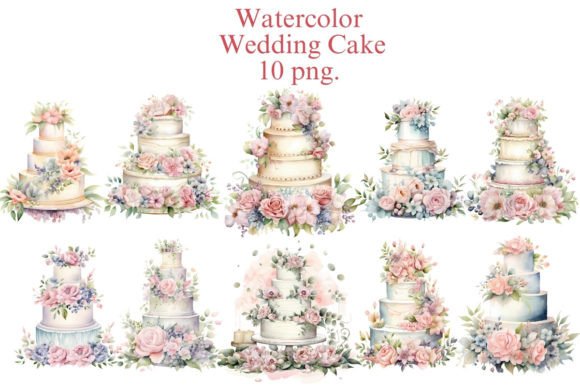 Watercolor Wedding Cake Clipart: A Dreamy Design Asset