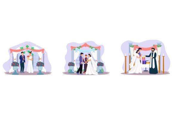 Wedding Ceremony Event Flat Design: Modern Elegance for Digital & Print