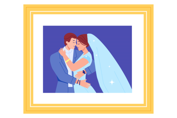 Wedding Photo in Frame: Capturing the Happy Groom and Bride