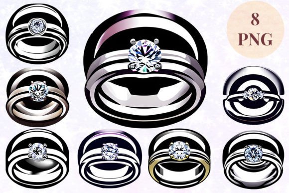 Wedding Ring 28 Clipart PNG: Modern Design Asset